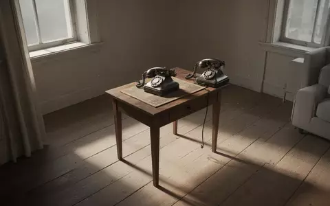 Ein antikes Telefon auf einem hölzernen Beistelltisch in einem schlichten, sonnendurchfluteten Wohnraum. - Foto: über boerse-global.de