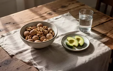 Ein hölzerner Küchentisch mit gesunden, fetthaltigen Lebensmitteln wie Avocados und Walnüssen in natürlichem Tageslicht. - Foto: über boerse-global.de