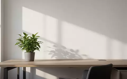 Ein minimalistischer und aufgeräumter Arbeitsplatz mit einer Pflanze vor einer hellen Wand. - Foto: über boerse-global.de