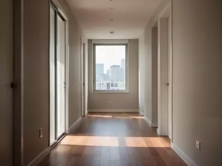 Ein heller, leerer Flur in einer modernen Wohnung mit natürlichem Tageslicht. - Foto: über boerse-global.de