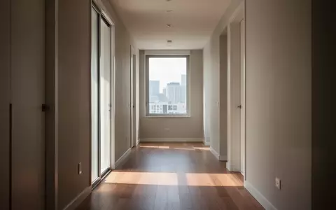 Ein heller, leerer Flur in einer modernen Wohnung mit natürlichem Tageslicht. - Foto: über boerse-global.de