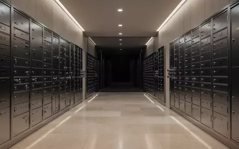 Leere, minimalistische Tresorgänge mit geschlossenen Schließfächern in einer Bank. - Foto: über boerse-global.de