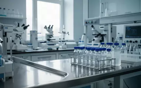 Ein steriles, modernes medizinisches Forschungslabor mit Laborgeräten und Glasgefäßen auf einer Arbeitsfläche. - Foto: über boerse-global.de