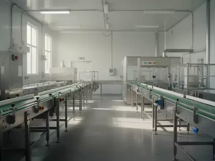 Leere, sterile Produktionshalle einer Lebensmittelverarbeitung mit Edelstahloberflächen bei natürlichem Licht. - Foto: über boerse-global.de