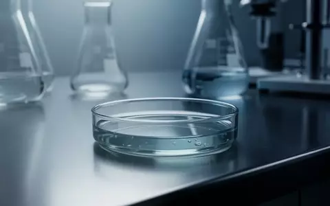 Eine sterile Laborumgebung mit einer Petrischale auf einem dunklen Metalltisch, symbolisch für medizinische Forschung. - Foto: über boerse-global.de