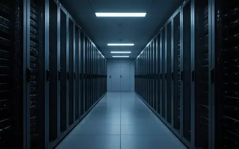 Ein minimalistischer, dunkel beleuchteter Serverraum mit leeren Racks, der eine Atmosphäre digitaler Unsicherheit vermittelt. - Foto: über boerse-global.de