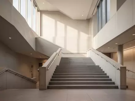 Ein helles, minimalistisches Treppenhaus in einem modernen Regierungsgebäude mit klaren architektonischen Linien und natürlichem Licht. - Foto: über boerse-global.de
