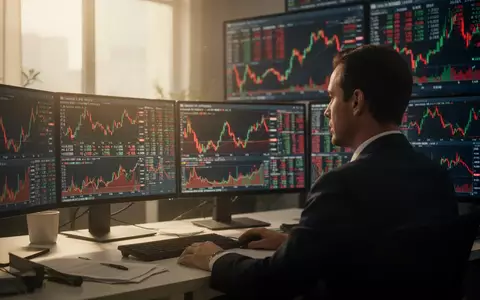 Ein Investor blickt auf Computerbildschirme mit Börsenkursen in einem modernen Büro. - Foto: über boerse-global.de