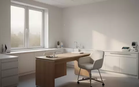 Ein minimalistisch gestalteter, heller Behandlungsraum in einer medizinischen Praxis mit Fokus auf eine ruhige Atmosphäre. - Foto: über boerse-global.de