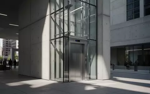 Moderner, barrierefreier Aufzugsschacht aus Beton und Glas in einem urbanen Umfeld. - Foto: über boerse-global.de