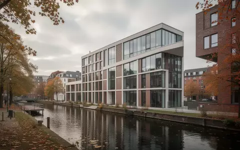 Moderne Architektur im Harburger Binnenhafen bei bewölktem Himmel - Foto: über boerse-global.de