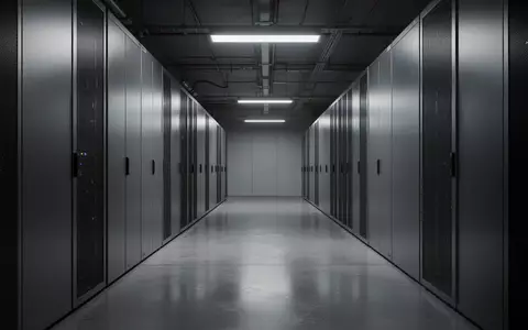 Ein moderner, minimalistischer Serverraum mit glänzendem Betonboden und sanfter Beleuchtung in einer industriellen Umgebung. - Foto: über boerse-global.de