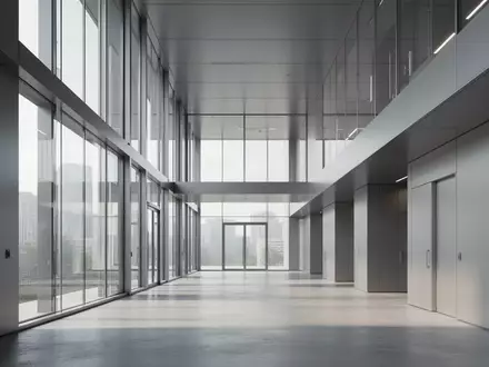 Modernes, architektonisch minimalistisches Interieur eines Telekommunikationszentrums mit großen Glasfronten und Beton. - Foto: über boerse-global.de