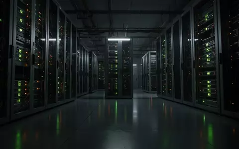 Dunkler Serverraum mit blinkenden Kontrollleuchten an modernen Metallschränken in einer professionellen IT-Infrastruktur. - Foto: über boerse-global.de