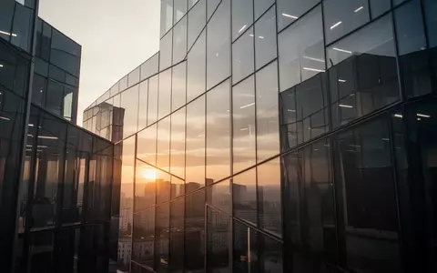 Abstrakte moderne Glasfassade eines Bürogebäudes bei Sonnenuntergang als Symbol für Sicherheit und internationale Vernetzung. - Foto: über boerse-global.de