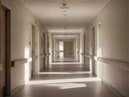 Ein heller, minimalistischer Flur in einer modernen Pflegeeinrichtung mit klaren architektonischen Linien und weichem Licht. - Foto: über boerse-global.de