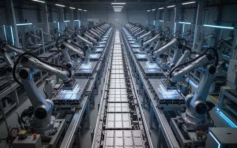 Automatisierte Fertigungsstraße in einer modernen Fabrik für Lithium-Ionen-Batterien. - Foto: über boerse-global.de