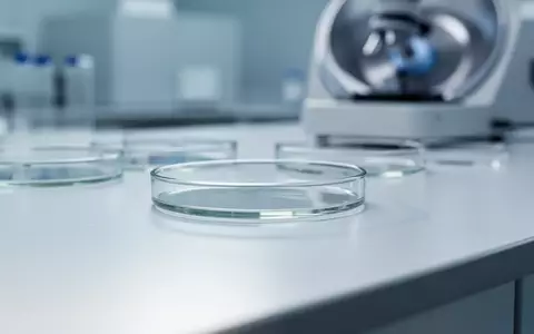 Ein steriler, moderner Laborarbeitsplatz mit Petrischalen und Laborgeräten im unscharfen Hintergrund, der wissenschaftliche Präzision symbolisiert. - Foto: über boerse-global.de