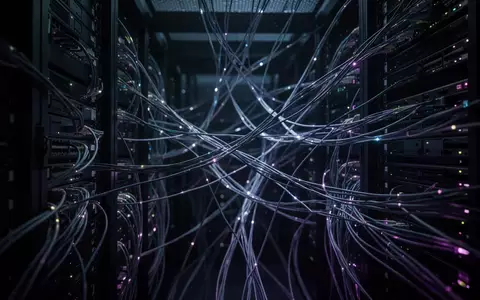Abstraktes Netzwerk aus leuchtenden Glasfaserkabeln in einer dunklen Umgebung, das die Komplexität digitaler Bedrohungen symbolisiert. - Foto: über boerse-global.de
