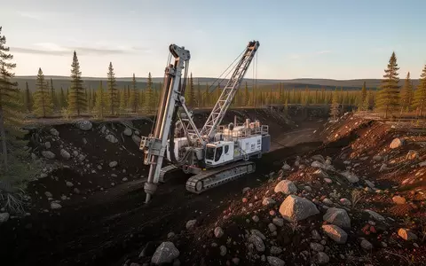 Ein industrieller Bohrturm bei der Arbeit in einer weitläufigen, rauen Wildnislandschaft während der goldenen Stunde. - Foto: über boerse-global.de