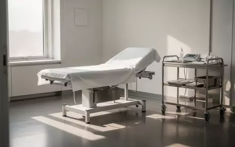 Ein minimalistischer, heller Behandlungsraum in einer Arztpraxis mit einer Untersuchungsliege und medizinischem Mobiliar. - Foto: über boerse-global.de
