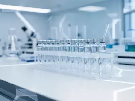 Ein klinisch-steriler Laborraum mit modernen Glasgefäßen und Laborgeräten in einer hellen, aufgeräumten Umgebung. - Foto: über boerse-global.de