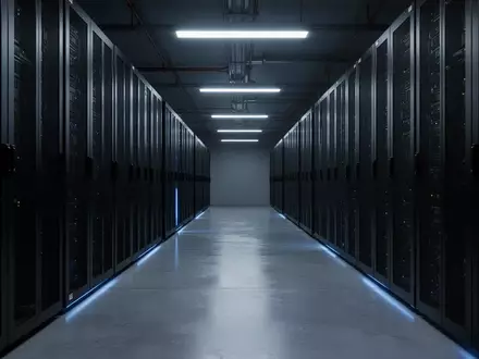 Ein dunkler, moderner Serverraum mit leeren Serverschränken in einer industriellen Umgebung ohne Text oder Personen. - Foto: über boerse-global.de