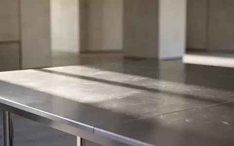 Ein minimalistischer, moderner Arbeitsplatz mit einer gebürsteten Aluminiumoberfläche in sanftem Tageslicht. - Foto: über boerse-global.de