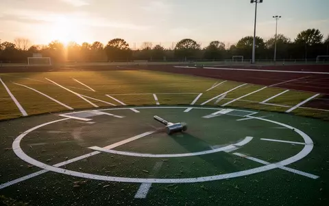 Ein leerer Hammerwurfring auf einer professionellen Leichtathletikanlage bei Sonnenuntergang. - Foto: über boerse-global.de