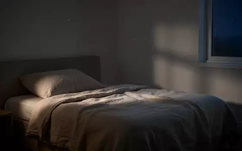 Ein ruhig und minimalistisch eingerichtetes Schlafzimmer bei Nacht mit sanftem Mondlicht. - Foto: über boerse-global.de