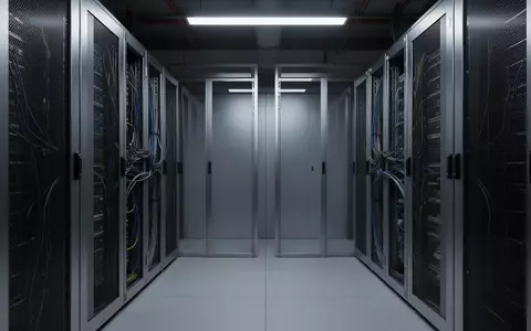 Ein minimalistischer, leerer Serverraum mit sauber verlegten Kabeln und industrieller Beleuchtung. - Foto: über boerse-global.de