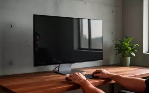 Ein minimalistischer, moderner Arbeitsplatz mit einem leeren, dunklen Monitor vor einer schlichten Betonwand. - Foto: über boerse-global.de