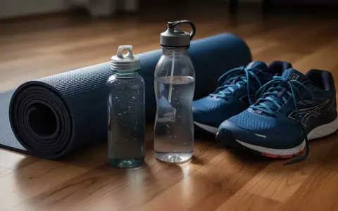Symbolbild: Yogamatte, Trinkflasche und Laufschuhe - Foto: über boerse-global.de