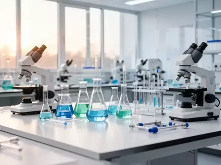 Ein modernes, helles medizinisches Forschungslabor mit professioneller Laborausrüstung und sauberen Arbeitsflächen. - Foto: über boerse-global.de