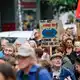 Auch das blaue Krümelmonster aus der «Sesamstraße» ist im Protestzug zu sehen. - Bild: Thomas Banneyer/dpa