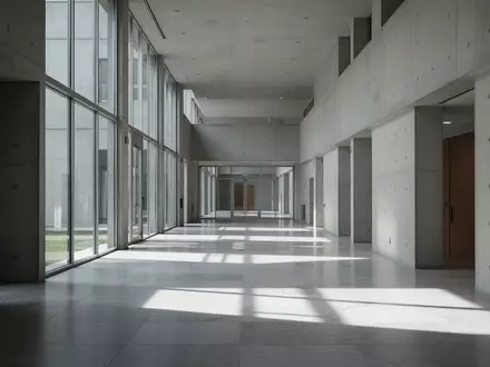 Leeres, minimalistisches Gebäudeinneres mit Betonarchitektur und einfallendem Tageslicht. - Foto: über boerse-global.de