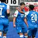 Adam Hložek jubelte mit seinen Teamkollegen über die Führung. - Bild: Uwe Anspach/dpa