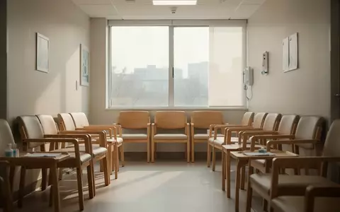 Ein heller, leerer Wartebereich in einer Kinderarztpraxis mit minimalistischen Möbeln und natürlichem Licht. - Foto: über boerse-global.de