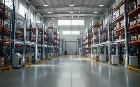 Modernes, automatisiertes Logistiklager mit Regalsystemen und polierten Industrieböden. - Foto: über boerse-global.de
