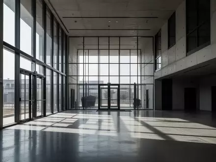 Ein minimalistischer, moderner Innenraum eines nigerianischen Sicherheitsgebäudes mit einfallendem Tageslicht. - Foto: über boerse-global.de