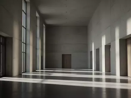 Ein leerer, architektonisch schlichter Flur eines Regierungsgebäudes mit natürlichem Lichteinfall und langen Schatten. - Foto: über boerse-global.de