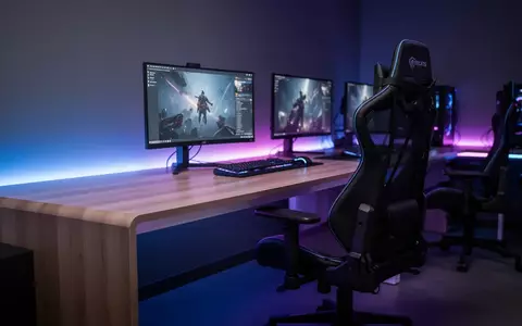 Ein modern eingerichteter E-Sport-Trainingsraum mit minimalistischem Schreibtisch und atmosphärischer LED-Beleuchtung. - Foto: über boerse-global.de