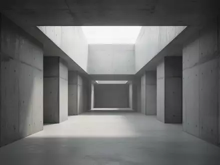 Ein langer, leerer Betonkorridor in einem minimalistischen Gebäude mit sanftem Tageslicht, der ein Gefühl von Ruhe und bewusster Verlangsamung vermittelt. - Foto: über boerse-global.de