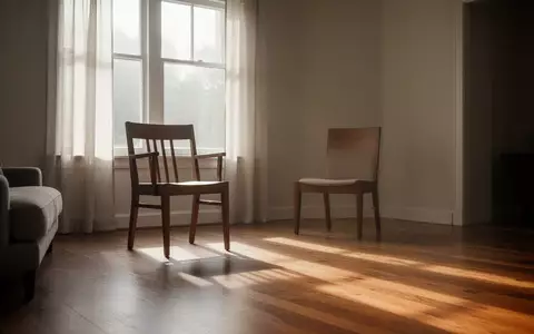 Ein leerer Holzstuhl in einem sonnendurchfluteten, minimalistischen Wohnraum bei gedämpftem Tageslicht. - Foto: über boerse-global.de
