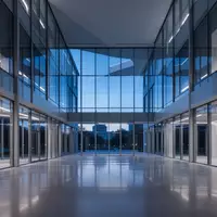 Modernes, leeres Bürogebäude mit Glasfassade und architektonischen Linien bei Dämmerung. - Foto: über boerse-global.de