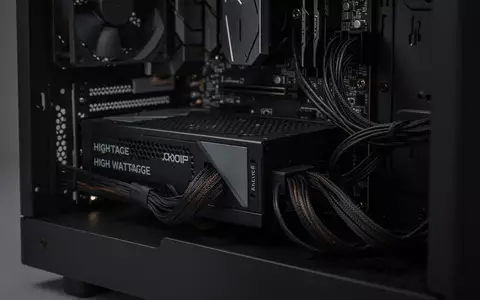 Nahaufnahme des Innenraums eines High-End-Computers mit Fokus auf Kabelmanagement und Netzteilgehäuse in dunkler, minimalistischer Umgebung. - Foto: über boerse-global.de