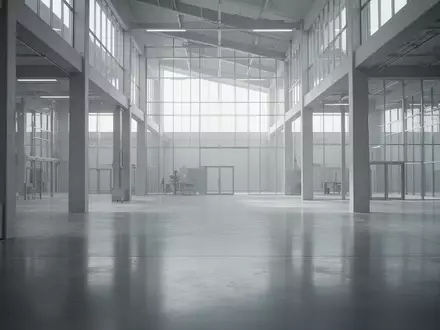 Eine moderne, lichtdurchflutete Industriehalle mit klaren Linien und poliertem Betonboden, die Fortschritt und Wachstum symbolisiert. - Foto: über boerse-global.de