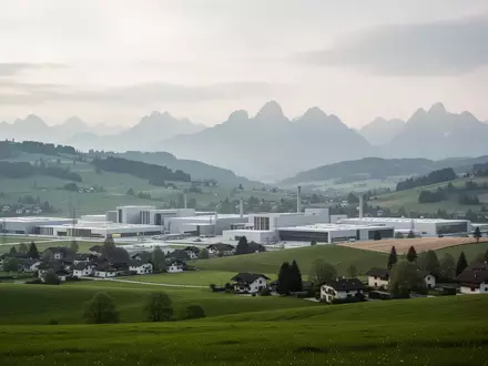 Weite, hügelige Landschaft in Oberösterreich an einem bewölkten Tag, die die Umgebung eines geplanten Rechenzentrumsstandorts symbolisiert. - Foto: über boerse-global.de