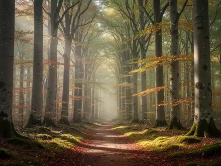 Ein sonnendurchfluteter Waldweg in einem ruhigen Laubwald. - Foto: über boerse-global.de