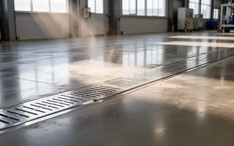 Sauberer Industrieboden mit eingelassenen Erdungsstreifen in einer modernen Fertigungsumgebung. - Foto: über boerse-global.de